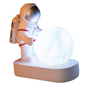 VORCOOL ナイトライト ベッドサイドランプ デスクライトデスク 宇宙飛行士ナイトランプ 電池式 宇宙飛行士置物装飾（シルバー）