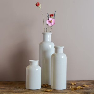 花瓶 陶器 白 おしゃれ 大きい 小さい 3点セッ 花器 生け花 ドライフラワー フラワーベース 北欧 一輪挿し プレゼント Vase YHOMBES(白い