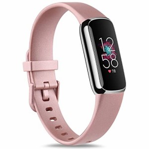 コンパチブル Fitbit Luxe バンド ベルト 交換ベルト 柔らかいシリコン スポーツバンド 防水防汗 調節可能 多色選択 (S, ローズゴールド)