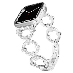 互換Apple Watch ベルト アップルウォッチバンド 丸型 ダイヤモンド付き 金属ベルト series 9/8/Ultra/7/6/SE/5/4/3/2/1対応 女性向け 華