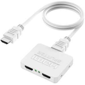 Simiki HDMI 分配器 1?入2?出 4K 60Hz 1x2 HDMI 分配器 2屏同??出 3D 1080p HDMI2.0 PS5 Xbox HDTV DVD ?? ?USB?源?(包含1.5M HDMI2.0??)