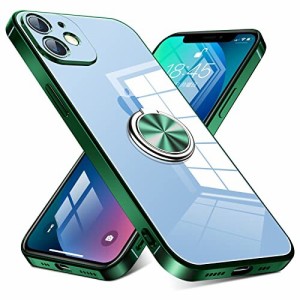 iPhone 12 用 ケース リング付き クリア 耐衝撃 スタンド機能 透明 TPU 車載ホルダー対応 落下防止 防塵 薄型 軽量 一体型 変形防止 全面