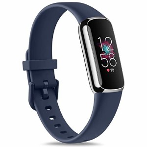 コンパチブル Fitbit Luxe バンド ベルト 交換ベルト 柔らかいシリコン スポーツバンド 防水防汗 調節可能 多色選択 (S, ダークブルー)