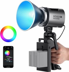 NEEWER MS60C RGBWW LEDビデオライト RGB COBライト 連続照明撮影ライト スタジオライト 定常光ライト 手持ちスポットライト 65W/2700K-6