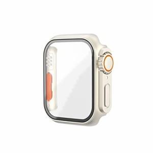 Apple Watch Ultra風カバーUltra風外観 アップルウォッチ ｹｰｽ 日本製 Dragontrail(R) 強化ガラス 9H硬度 光沢 指紋防止 飛散防止 PCフ