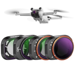 NEEWER 可変NDフィルターセット DJI Mini 3/Mini 3 Proに対応 4パック ND4-ND32 (2-5ストップ)/ND64-ND512 (6-9ストップ)/CPL/UVレンズフ