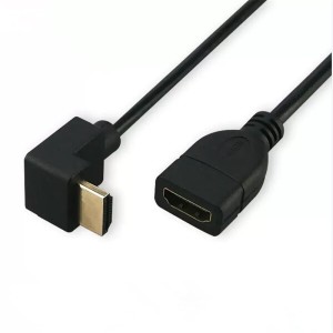 KKM-ラブショー0.15m 0.3m 0.5m短いHDMI ケーブル，4k /1080PHDMI 延長ケーブル, HDMI 1.4オス-メス 90度L字型左右向きHDMI 延長ケーブル