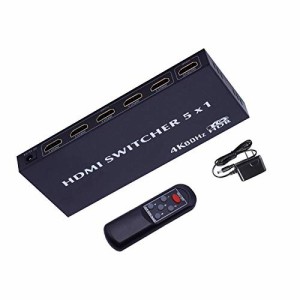 HDMIスイッチボックス 5イン1出力 - HBAVLINK 5ポート HDMIスイッチャー テレビ用リモートビデオスイッチセレクターハブ付き HDMI 2.0 4K