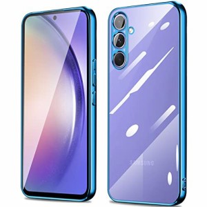 Galaxy A54 5G ケース クリア 青 SC-53D SCG21 ケース サムスン a54 5g カバー 透明 耐衝撃 TPU 薄型 軽量 メッキ加工 青縁 ソフトケース