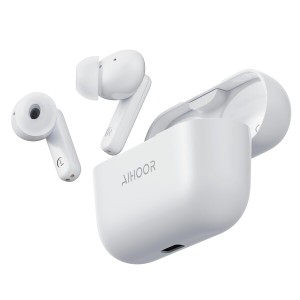 AIHOOR A2 Pro ANC イヤホン無線/ワイヤレス充電/Bluetooth 5.3/30H/重低音/小型軽量/マイク内蔵/タッチ操作/iPhone Android適用 (白)