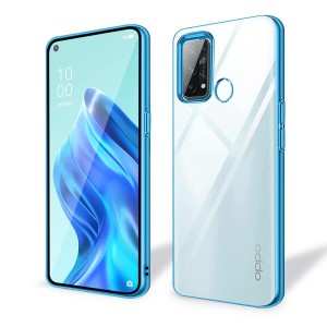 OPPO Reno 5 A ケース クリア 軽量 耐衝撃 メッキ加工 薄型 TPU Reno 5A スマホケース 携帯カバー 傷つき防止 人気 おしゃれ 防塵 （ブル