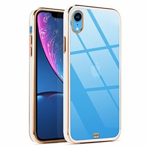 iPhone XR ケース クリア カバー アイフォンXR スマホケース 透明 耐衝撃 薄型 韓国 人気 クリアケース メッキ加工 TPUバンパー (ホワイ