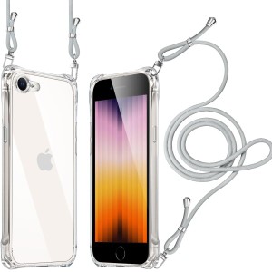 iPhone se 第3/2世代 iPhone8 iPhone7 ケース クリア ショルダー 耐衝撃 レンズ保護 肩掛け 首かけ 斜めがけ 縄掛け アイフォンse 3 / 2 