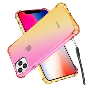 iPhone11Pro 5.8インチ ケース クリア グラデーション 軽量 TPU カバー (滑り止め) (ストラップ付き) ストラップホール シリコン 保護 耐