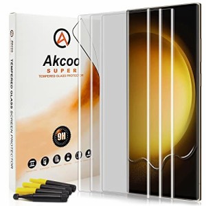 AkcooGalaxy S23 Ultra ガラスフィルム (液体分散技術）全面吸着，9H硬度旭硝子製 UV フィルム タッチ感度が良い 指紋認証対応 撥油加工 
