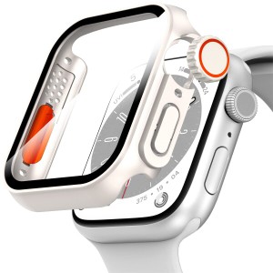Suoman for Apple Watch 45mmスクリーンプロテクター・ケース、超薄型強化ガラス ユニークなデザイン フルカバレッジ ハードPCケース カ
