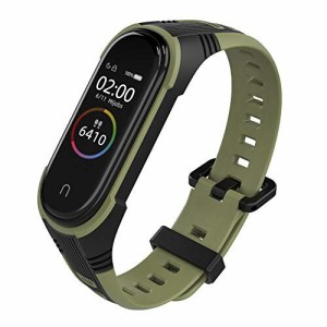 XIHAMA For Xiaomi Miband7 / Miband6 / Miband5 ブレスレット シリコンバンド Mi Band 5/6/7 交換用ベルト (Miband765 黒/緑)