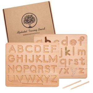 let's make 木製 形合わせ アルファベットパズル ABC 123 大小文字 両面 知育玩具 モンテッソーリ 子供 幼児に最適 就学前ギフト 早期開