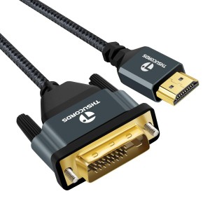 Thsucords 4K HDMI - DVI ケーブル 3M 金メッキ 編組 DVI - HDMIケーブル 双方向 プロジェクター ノートパソコン テレビ PC DVDプレーヤ