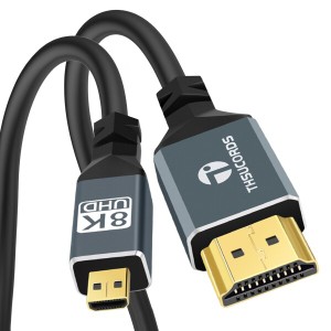 Thsucords 超薄型 8K 4K Micro HDMI - HDMIケーブル 2M 柔軟 ソフト スリム Micro HDMI 2.1 リード 48Gbps 高速 8K@60Hz 4K@120hz GoPro 