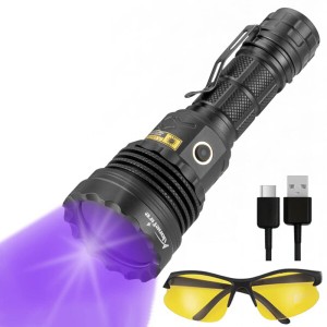 Alonefire SV52 25W 紫外線 ブラックライト 強力 UV LED ライト 波長365nm USB充電式 アニサキスライト ウッド灯検査 ペット尿検出器 ス