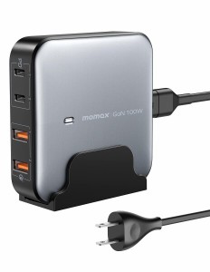 MOMAX usb 充電器 PD 充電器 100W 4ポート 四台同時充電 USB-C 急速充電器 コンセント 軽量 小型 卓上 急速充電 MacBook iPad Pro iPhone