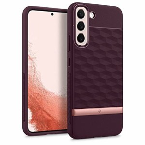 Caseology Galaxy S22 ケース TPU 高級 立体パターン カバー PCバー 耐久性 パララックス - バーガンディ