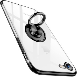 iPhone SE3 ケース 第3世代 リング スマホケース SE2/iPhone8/iPhone7 カバー クリア リング付き 透明 tpu ソフト 黒 ストラップホール付