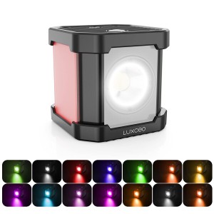 LUXCEO P4 8WミニLEDビデオライト,Goproアクションカメラ用RGBフィルライトカラーフィルター付き内蔵7.4V / 800mAhバッテリー 防水IP68水