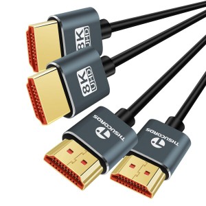 Thsucords 超薄型 8K 4K HDMIケーブル 1M 2本入りク スリムで柔軟 ソフト 高速 HDMI 2.1 リード 4K@120Hz 8K@60Hz 48Gbps Roku TV/HDTV/P