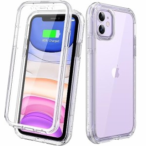 Diaclara iPhone11ケース 6.1インチ バンパーケース 画面保護フイルム付き 背面クリア PC+TPU 全面保護 両面 ケース ワイヤレス充電対応 