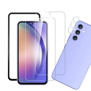 Galaxy A54 5G 対応 ガラスフィルム（２枚入り）＋カメラフィルム（1枚入り）ガイド枠付き 貼り付け簡単 Galaxy A54 SC-53D/SCG21 用の 