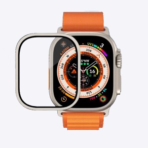 スクリーンプロテクター コンパチブルApple Watch Ultra 49mm、メタルベゼル付き強化ガラススクリーンフィルム コンパチブル iwatch Ultr