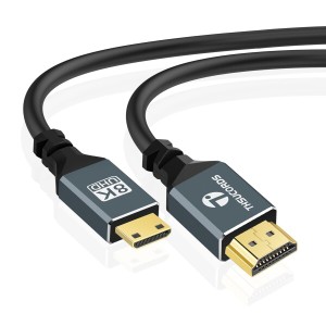 Thsucords 超薄型 8K 4K Mini HDMI ケーブル 3M 柔軟 ソフト スリム 高速 48Gbps 4K@120Hz Mini HDMI 2.1コード カメラ、ビデオカメラ、