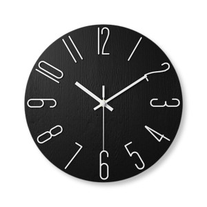 Lezalic 壁掛け 時計 シンプル (ブラック(白文字)) 北欧風 インテリア アナログ ウォール時計 静音 リビング オフィス 寝室 (ブラック(白