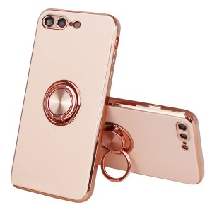 JOOBOY iPhone8Plus ケース iPhone7 Plus ケース リング付き メッキ加工 レンズ保護 tpu ソフト ストラップホール付き 耐衝撃 スリム お