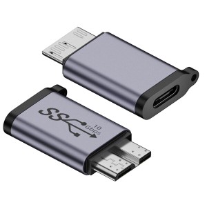 CYアダプタUSB-C USB 3.1 C型メス型からMicro USB 3.0オス型データアダプタ10 Gbpsデータ電源、チェーン付き、ノートパソコンSSDディスク