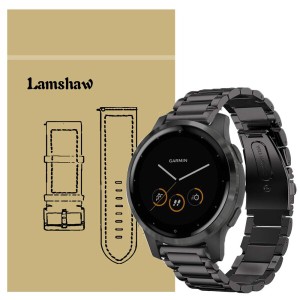 (Lamshaw) バンド 対応 Garmin vivoactive 4S, ステンレス メタル ベルト 交換バンド 対応 ガーミン vivoactive4S GPSスマートウォッチ (