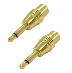 3.5mm モノラルミニプラグ(オス) - RCA ジャック/ピンジャック(メス) 変換アダプタ 金メッキ 2個入り PLG-N8GD-2P