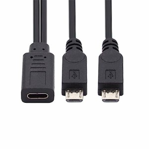 xiwai DC 5V Type-C USB-CメスからデュアルマイクロUSB 5ピンオススプリッター延長充電ケーブル