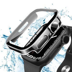 ANYOI 対応 Apple Watch ケース 41mm 防水ケース 3D直角エッジデザイン メッキ加工 アップルウォッチ カバー ガラスフィルム アップルウ