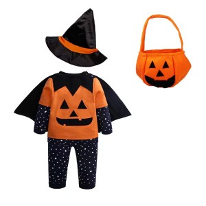 (Limspace)  ハロウィン衣装 赤ちゃん ハロウィン コスプレ かぼちゃ 魔法師 ハロウィン 仮装 子供 5点セット ベビー 子供 コスプレ服 コ