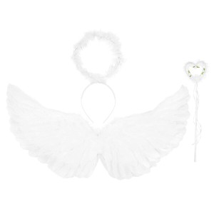 (CALLARON) 天使の羽 コスプレ ホワイト 天使の翼 ラブリー天使 仮装 天使の輪 可愛い エンジェル 髪飾り エンジェルセット 写真 小道具 