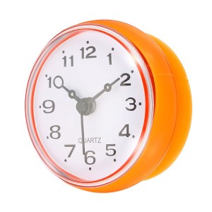 PATIKIL 防水浴室時計 ミニラウンド掛け時計 吸盤付き シャワー キッチン 家装飾用 オレンジ