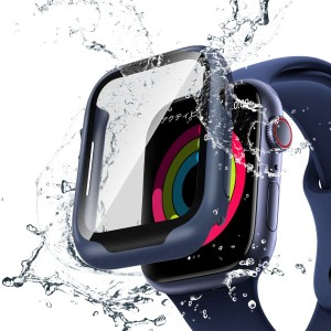 防水 ケース Apple Watch Series 6 7 40mm 41mm 44mm 45mm 用 防塵 カバー 強化ガラス PC素材 対応 アップル ウォッチ