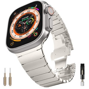 高級金属バンド For Apple Watch Ultra/Ultra2 49mm チタン色 ステンレスバンド アップルウォッチ 49mm 交換バンド Apple Watch Ultra/Ul