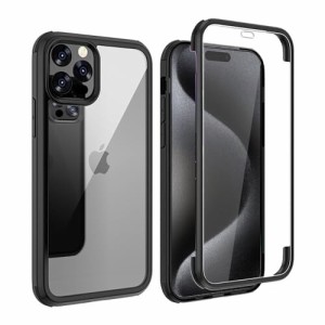 YSAN iPhone15 ケース 360度全面保護 (100％画面感度)(両面透明) クリアフルカバー 米軍MIL規格 透明 耐衝撃 薄型 軽量 シリコンフレーム