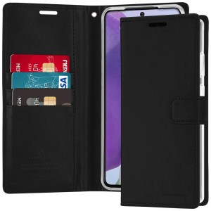 Goospery Galaxy Note 20 手帳型ケース 6.7インチ カード収納 PU レザー カバー QI対応 ブルームーンケース (ブラック) NT20-BLM-BLK