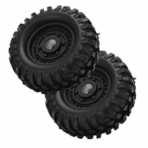 タミヤCC01用1.9インチメタルホイールリムタイヤ、滑り止めグッドグリップ2PCS96mmホイールリムタイヤ(黒)