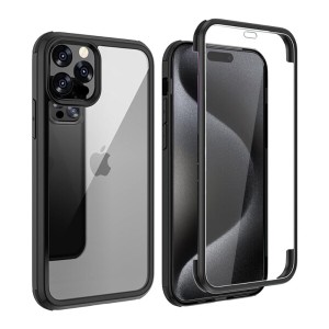 YSAN iPhone15Pro ケース 360度全面保護 (100％画面感度)(両面透明) クリアフルカバー 米軍MIL規格 透明 耐衝撃 薄型 軽量 シリコンフレ